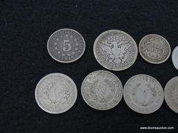 MISC. COIN LOT TO INCLUDE: 1898 LIBERTY HEAD QUARTER, 1911 LIBERTY HEAD DIME, 1908 V-NICKEL, 1883