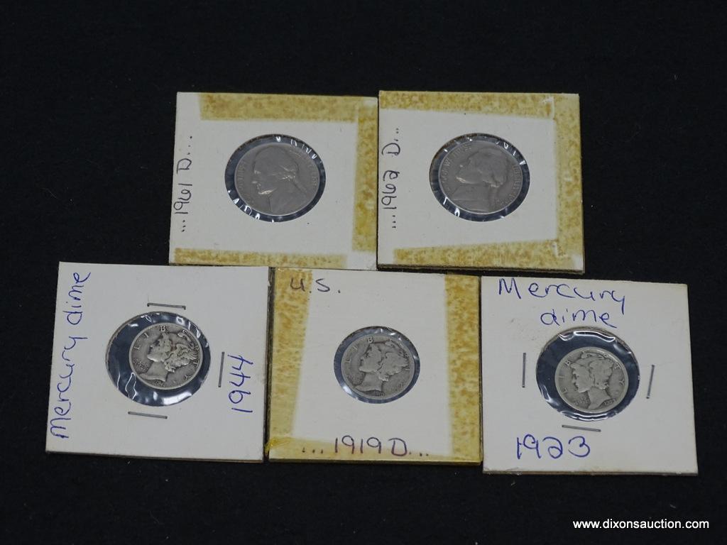 MISC. COIN LOT TO INCLUDE: 1944 MERCURY DIME, 1919-d MERCURY DIME, 1923 MERCURY DIME, 1962 JEFFERSON