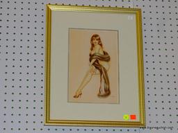 ALBERTO VARGAS PIN-UP GIRL PRINT; THIS PRINT BY ALBERTO VARGAS SHOWS A BRUNETTE PIN-UP GIRL WRAPPED