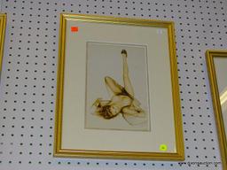 ALBERTO VARGAS PIN-UP GIRL PRINT; THIS PRINT BY ALBERTO VARGAS SHOWS A BRUNETTE PIN-UP GIRL LAYING