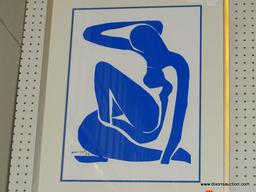 HENRI MATISSE FRAMED PRINT; "BLUE NUDE" BY HENRI MATISSE. GICLEE. SIGNED BY ARTIST IN LOWER LEFT