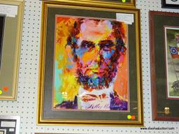 LEROY NEIMAN "LINCOLN" FRAMED PRINT; THIS PRINT BY LEROY NEIMAN SHOWS A MULTI-COLORED ABRAHAM