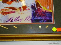 LEROY NEIMAN "LINCOLN" FRAMED PRINT; THIS PRINT BY LEROY NEIMAN SHOWS A MULTI-COLORED ABRAHAM