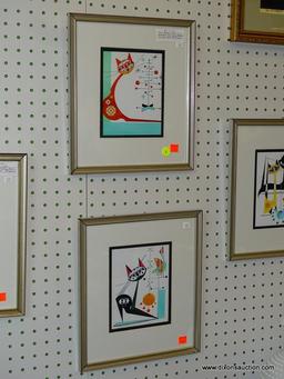 SET OF MID CENTURY MODERN CAT PRINTS; SET OF 2 "ATOMIC CATS" MID-CENTURY MODERN PRINTS. THEY ARE