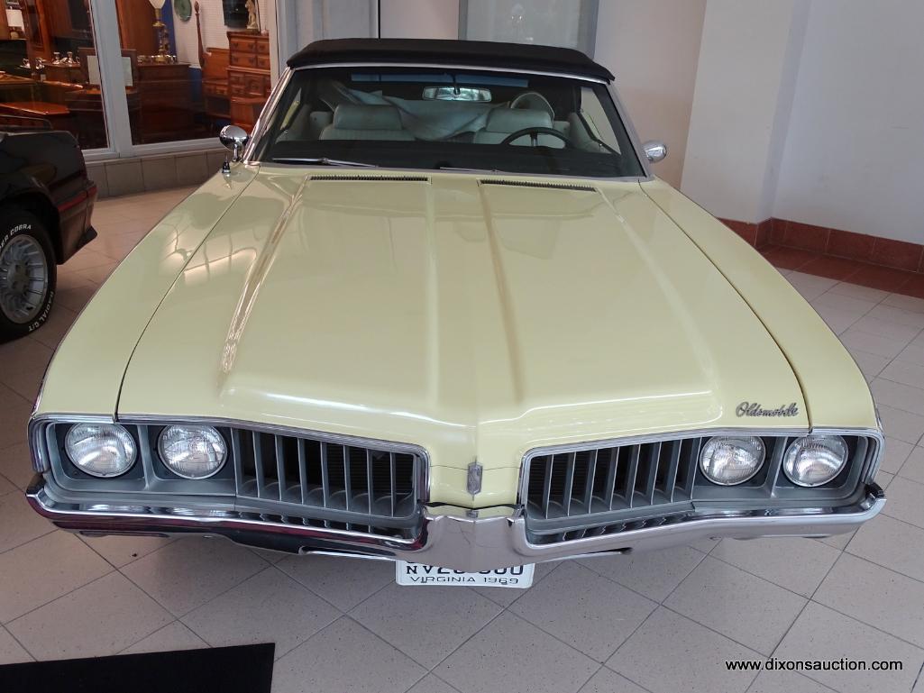 1969 OLDSMOBILE CUTLASS S CONVERTIBLE. ENGINE: ORIGINAL OLDS 350 WITH REBUILT QUADRAJET AND FACTORY