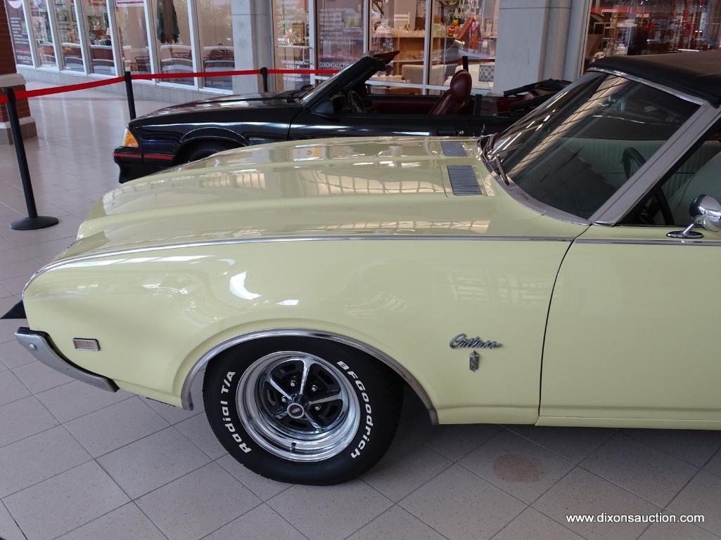 1969 OLDSMOBILE CUTLASS S CONVERTIBLE. ENGINE: ORIGINAL OLDS 350 WITH REBUILT QUADRAJET AND FACTORY