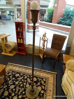 FLOOR LAMP; ANTIQUE FLOOR LAMP WITH REEDED COLUMN BODY AND URN STYLE BASE. MEASURES 65 IN TALL