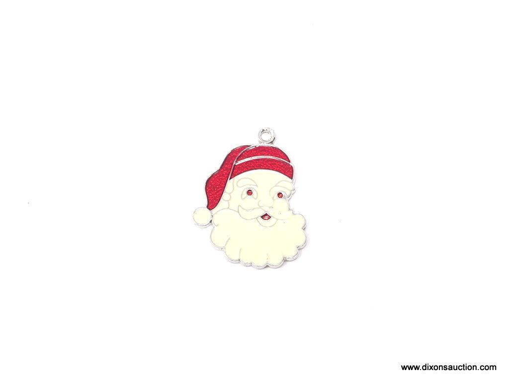 LADIES .925 STERLING SILVER ENAMELED SANTA CLAUS CHARM.