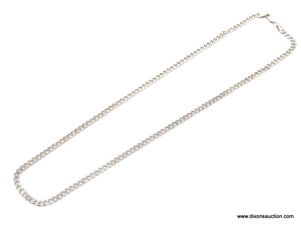 UNISEX .925 STERLING SILVER 4MM ANCHOR CHAIN NECKLACE. MEASURES 20" LONG & WEIGHS 18.4 GRAMS.