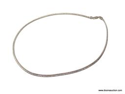 LADIES .925 STERLING SILVER OMEGA 3MM NECKLACE. MEASURES 16 IN. LONG.