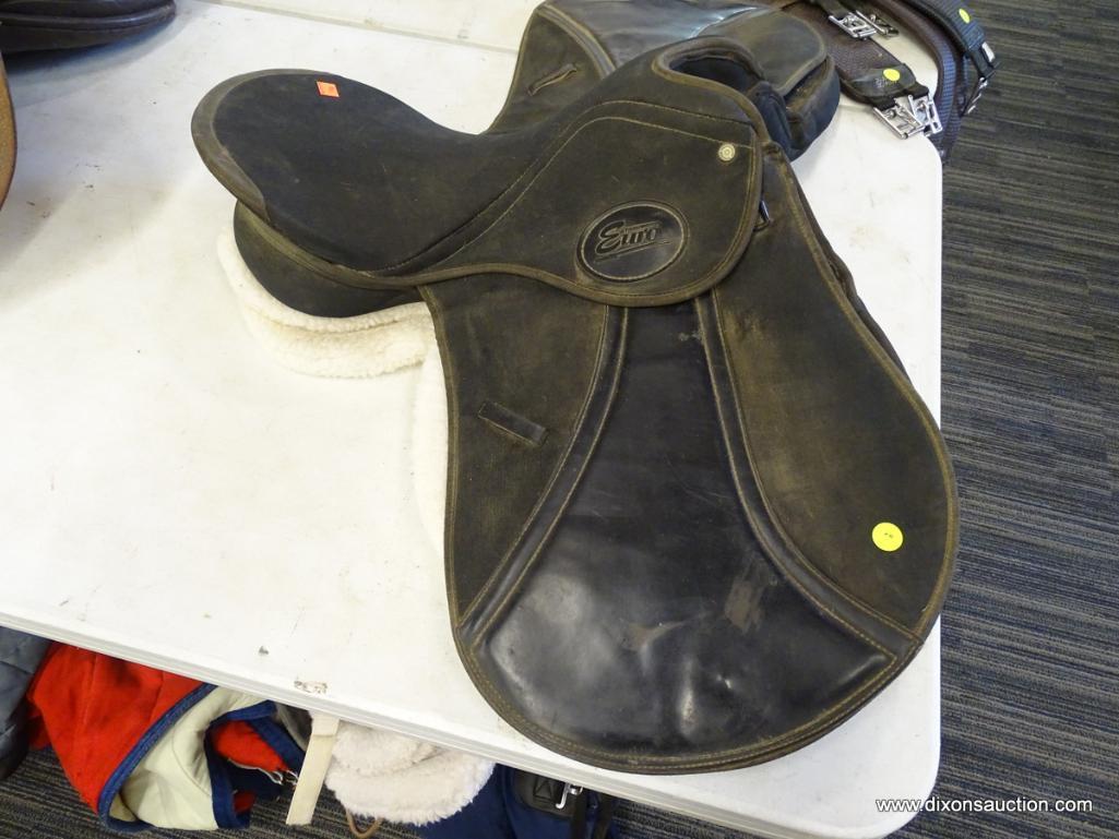 THOROWGOOD 17 IN EURO SADDLE; COMES WITH A MILLERS ROMA EQUI-FLEECE PAD. IS BLACK IN COLOR. . IS IN