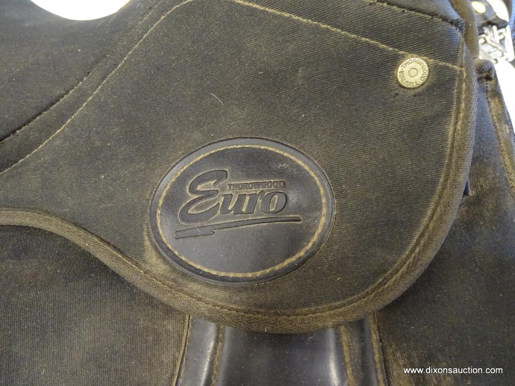 THOROWGOOD 17 IN EURO SADDLE; COMES WITH A MILLERS ROMA EQUI-FLEECE PAD. IS BLACK IN COLOR. . IS IN