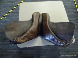 CROSBY 17 IN LEATHER HORSE SADDLE; IS BROWN IN COLOR. INCLUDES A SADDLE PAD.