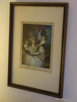 (MBR) SET OF FRAMED VICTORIAN PRINTS; SET OF 2 FRAMED PRINT. ONE SHOWS A WOMAN WITH TWO CHILDREN AND