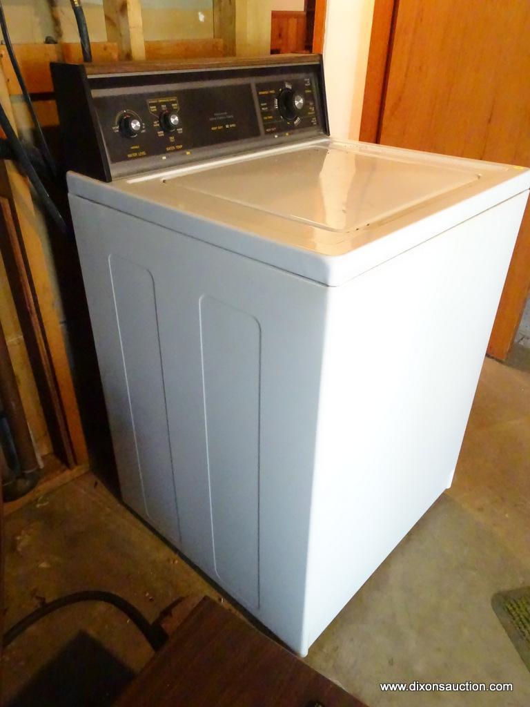 (UTIL) KENMORE WASHER; WHITE AND WOOD GRAIN KENMORE ULTRA FABRIC CARE HEAVY DUTY 80 SERIES. MODEL #