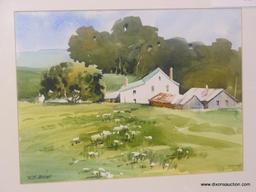 ORIGINAL FRITZ BRIGGS WATERCOLOR; "MARYLAND FARMSTEAD" WATERCOLOR PAINTING SHOWING A FARMHOUSE AND