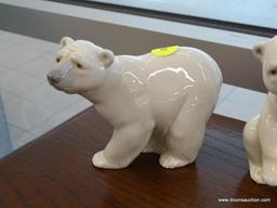 2 LLADRO BEARS; BOTH ARE FIGURINES OF POLAR BEARS. MADE BY LLADRO PORCELAIN, SPAIN. BOTH ARE IN