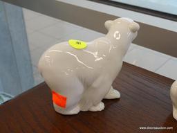 2 LLADRO BEARS; BOTH ARE FIGURINES OF POLAR BEARS. MADE BY LLADRO PORCELAIN, SPAIN. BOTH ARE IN