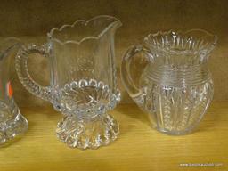 LOT OF ASSORTED CREAMERS; 5 PIECE LOT IN PATTERNS SUCH AS "BEAD & SCROLL", "BALL AND SWIRL", AND