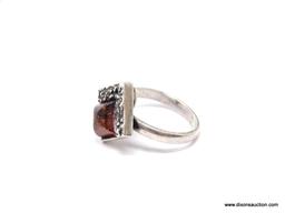 ARTISAN STERLING AND AMBER RING; GORGEOUS ARTISAN HANDMADE STERLING SILVER RING WITH BEAUTIFUL AMBER