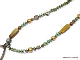 STUNNING SILPADA .925 TURQUOISE & ABALONE NECKLACE; RARE AND GORGEOUS 24" SILPADA .925 TURQUOISE AND