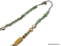 STUNNING SILPADA .925 TURQUOISE & ABALONE NECKLACE; RARE AND GORGEOUS 24" SILPADA .925 TURQUOISE AND