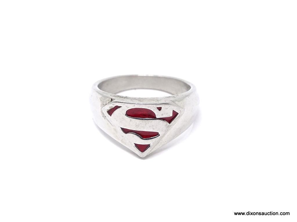 SUPERMAN MEN'S STAINLESS STEEL RING; HUGE MEN'S SUPERMAN STAINLESS STEEL RING MADE BY JCM. SIZE 12