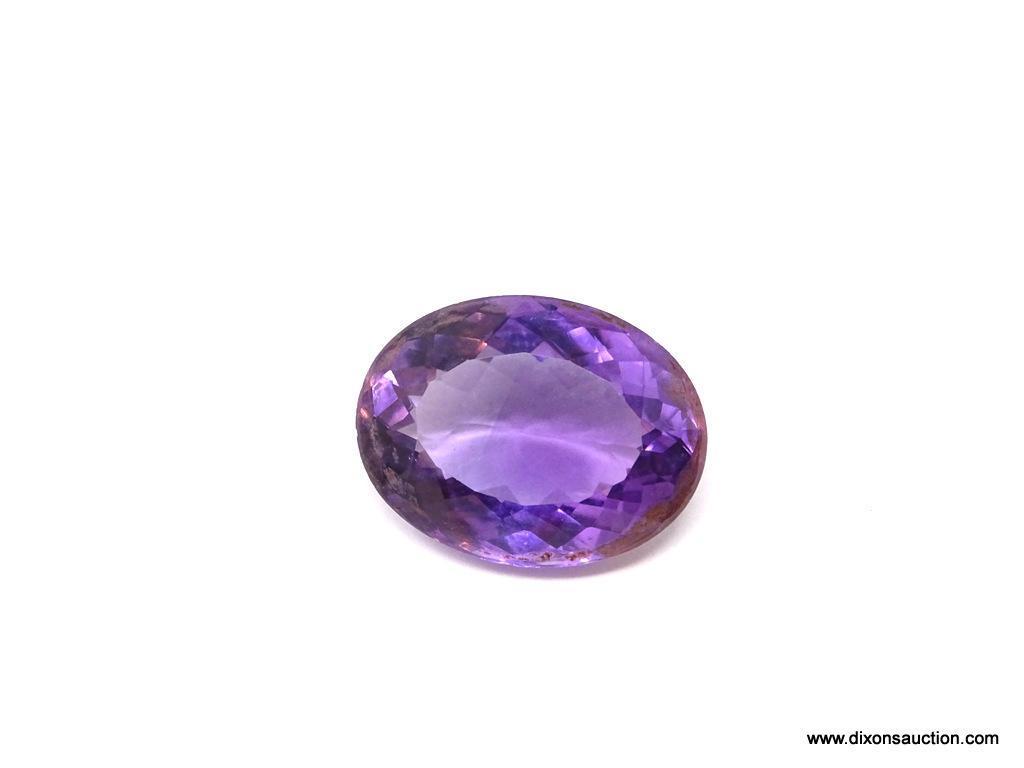 21.8 CARAT OVAL CUT AMETHYST GEM QUALITY; GORGEOUS EARLY 1900'S 21.8 CARAT OVAL CUT AMETHYST GEM