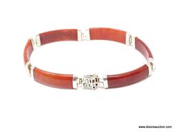 STERLING SILVER AND SPONGE CORAL BRACELET WITH SAFETY CLASP; AWESOME ORIENTAL STYLE STERLING SILVER