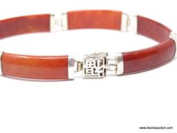 STERLING SILVER AND SPONGE CORAL BRACELET WITH SAFETY CLASP; AWESOME ORIENTAL STYLE STERLING SILVER