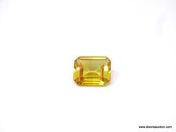 RARE 10.4 CARAT PUKHRAJ SAPPHIRE RICH TRANSPARENT YELLOW; ABSOLUTELY STUNNING 10.4 EMERALD CUT