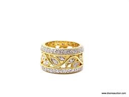 .925 GOLD VERMEIL RING WITH CZS; BEAUTIFUL .925 STERLING SILVER RING VERMIELED WITH 22 KARAT GOLD.