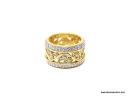 .925 GOLD VERMEIL RING WITH CZS; BEAUTIFUL .925 STERLING SILVER RING VERMIELED WITH 22 KARAT GOLD.