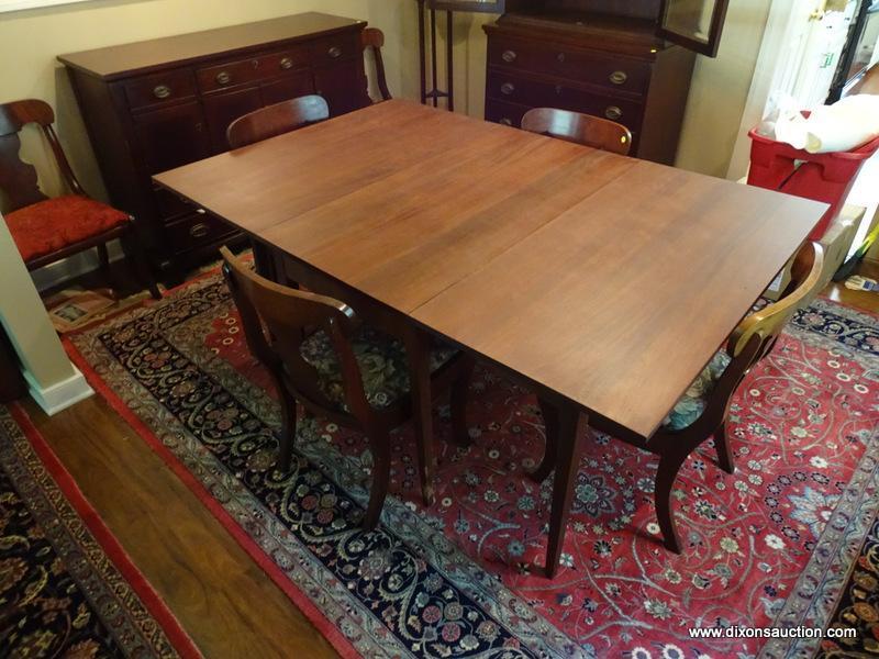 (DR) MAHOGANY HEPPLEWHITE DROP LEAF TABLE AND 8 CHAIRS; MAHOGANY DROP LEAF HEPPLEWHITE DINING TABLE