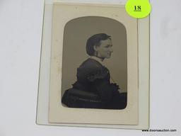 ANTIQUE TINTYPE; SIXTH PLATE SIZE AND IS TITLED "PROFILE". IS IN EXCELLENT CONDITION AND IS