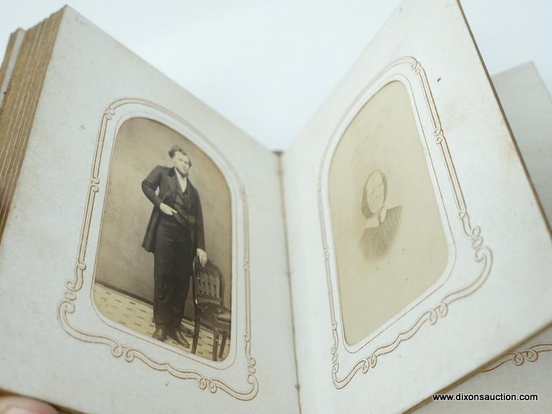 ANTIQUE PHOTO ALBUM; INCLUDES APPROXIMATELY 50 ANTIQUE VICTORIAN ERA PHOTOGRAPHS IN AN ANTIQUE