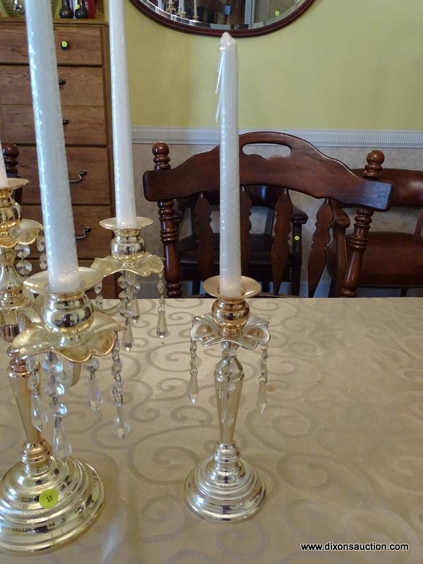 (DR) 3 PIECE CANDELABRA SET; INCLUDES A 4 ARMED CANDELABRA WITH PRISMS (11 IN X 16 IN), AND A PAIR