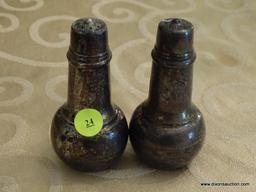 (DR) STERLING SALT AND PEPPER SHAKERS; 4 IN TALL AND IN EXCELLENT CONDITION.