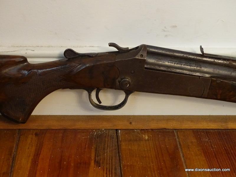 (MBR) ANTIQUE .22 LONG RIFLE; ANTIQUE RIFLE WITH WOODEN STOCK. MADE BY STEVENS ARMS CO. MODEL