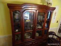 (DR) 2 PC CHINA; PINE 2 PC CHINA ( MATCHES 8) -2 GLASS PANED DOORS WITH 2 GLASS SIDE PANELS EACH