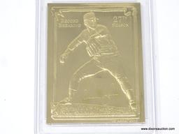 NOLAN RYAN GRADED GOLD CARD; NOLAN RYAN 1993 BLEACHERS CLASSIC 23K GOLD TRADING CARD #34. EMC