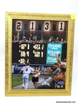 CAL RIPKEN AUTOGRAPHED FRAME; CAL RIPKEN AUTOGRAPHED FRAMED PHOTO; COMES IN GOLD TONED FRAME WITH