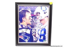 BRADY AND MANNING AUTOGRAPHED FRAME; TOM BRADY AND PEYTON MANNING AUTOGRAPHED FRAMED PHOTO. COMES IN