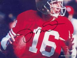 JOE MONTANA AUTOGRAPHED 8 X 10; JOE MONTANA SAN FRANCISCO 49ERS AUTOGRAPHED AND COLORED 8 X10. COMES