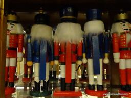 LOT OF SOLDIER NUTCRACKERS; 3 PIECE LOT OF NUTCRACKER WOOD KING CROWN RED, WHITE, AND BLUE SOLDIER