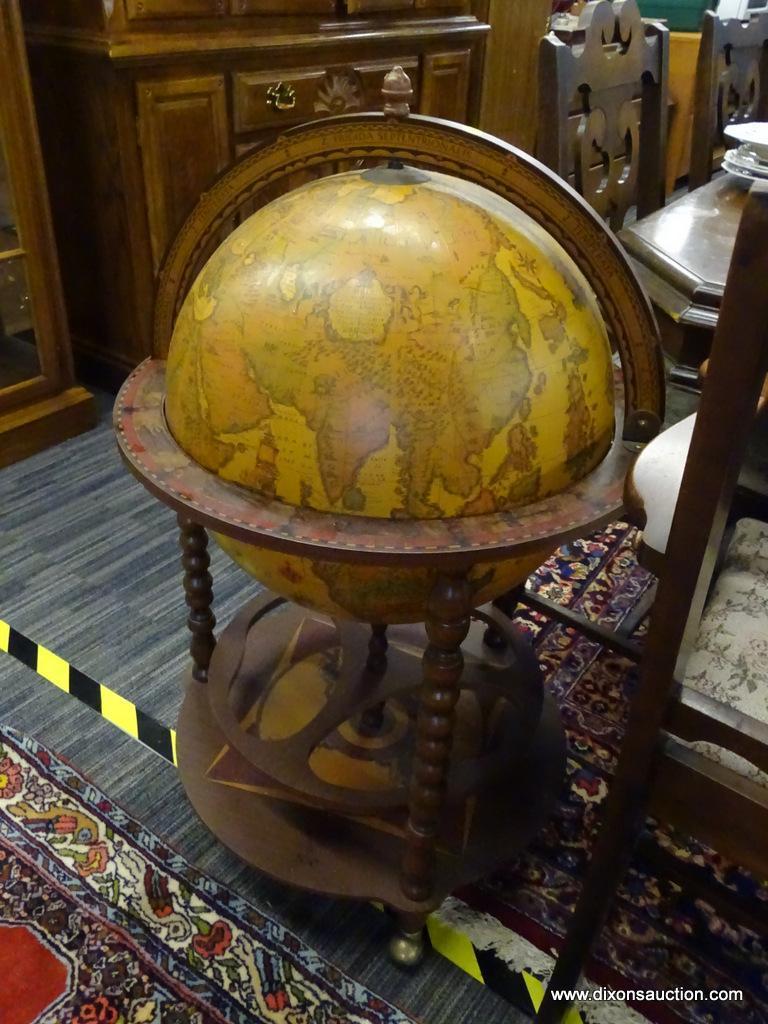 GLOBE PORTABLE MINI BAR; MINI BAR LIFT TOP GLOBE, GOPLUS WOOD GLOBE WINE BAR STAND 16TH CENTURY