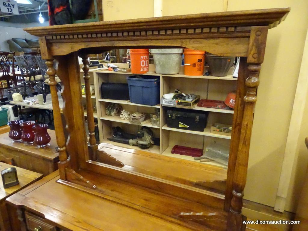 CEDAR DRESSER WITH VANITY; 2 PIECE DRESSER AND VANITY, BOTH HAVE DENTAL MOLDING ON THE TOP. VANITY