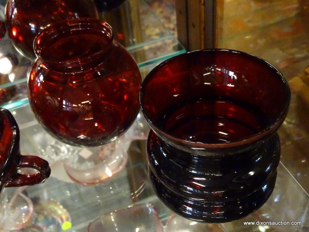 LOT OF CAPE COD RUBY AVON GLASSWARE; 21 PIECE LOT OF AVON CAPE COD RUBY GLASSWARE TO INCLUDE 11 WINE