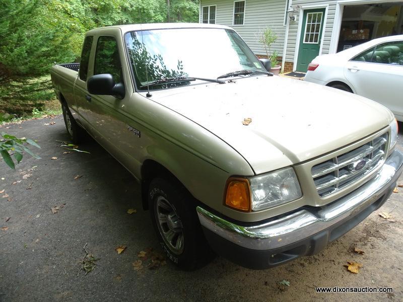 2001 FORD PICKUP; 2001 FORD RANGER XLT EXTENDED CAB PICKUP WITH 73,016, TAN WITH BEIGE UPHOLSTERY IN