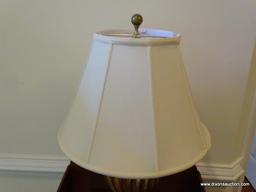 (FOYER) LAMP; COMPOSITION GOLD TONED LAMP WITH SHADE- 30 IN H